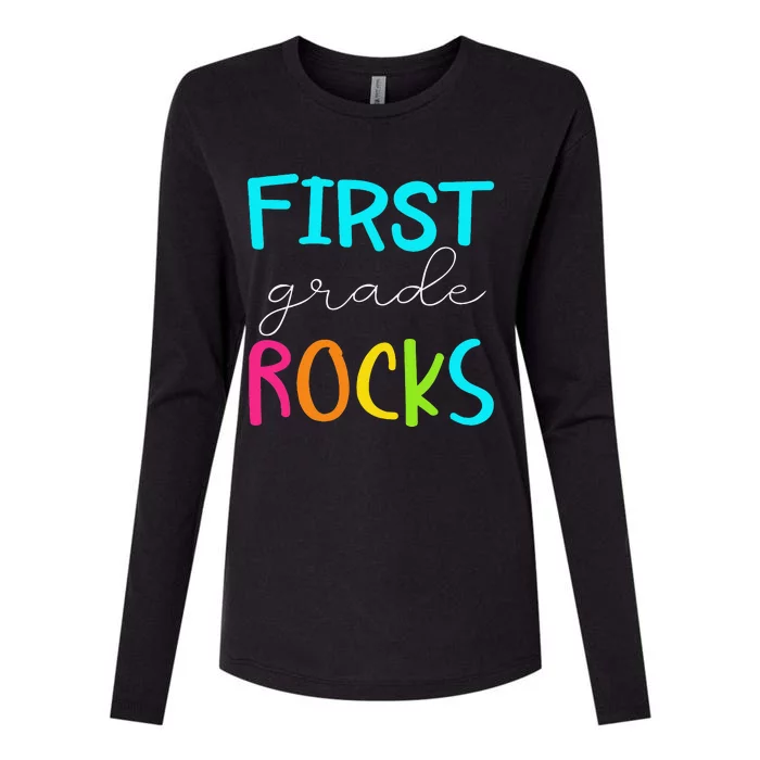 First Grade Rocks Team 1st Grade Teacher Long Sleeve Womens Cotton Relaxed Long Sleeve T-Shirt