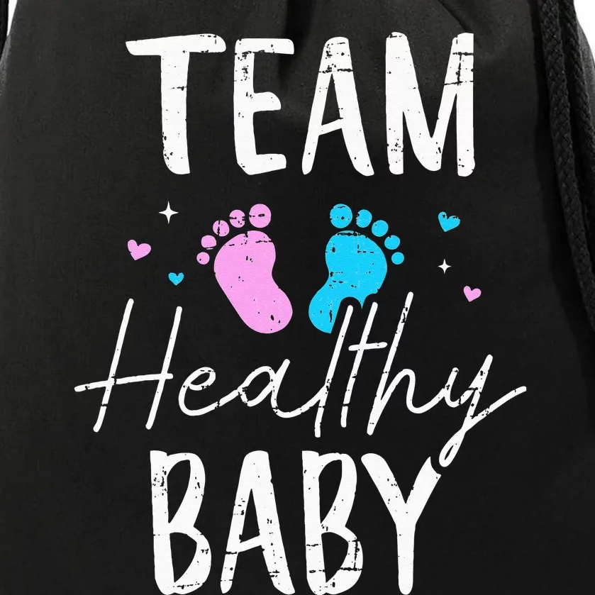 Funny gender reveal team healthy baby party supplies Drawstring Bag