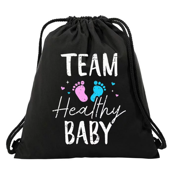 Funny gender reveal team healthy baby party supplies Drawstring Bag