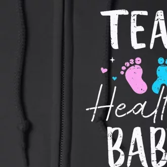 Funny gender reveal team healthy baby party supplies Full Zip Hoodie