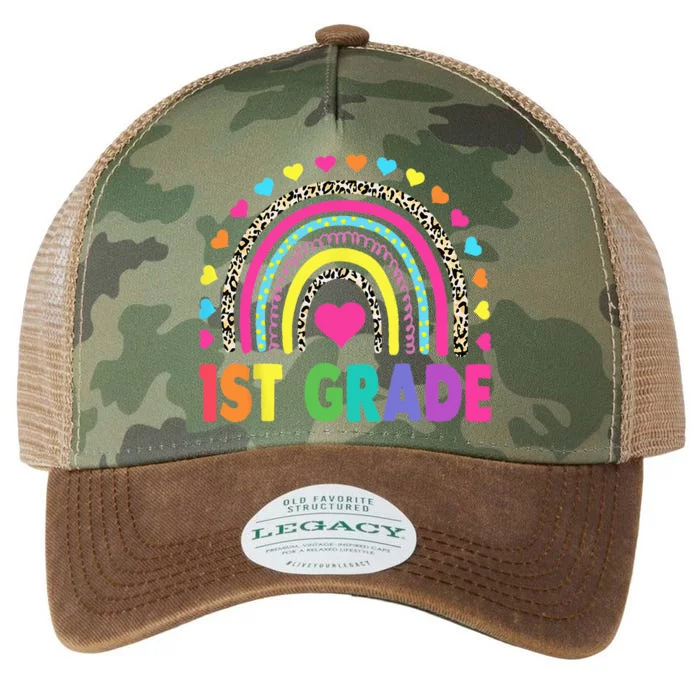 First Grade Rainbow Teacher Team 1st Grade Squad Legacy Tie Dye Trucker Hat