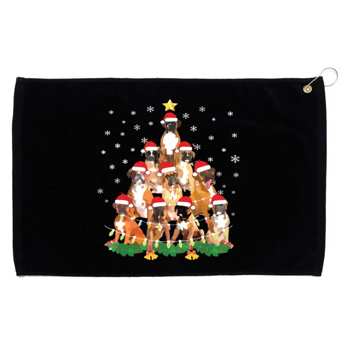 Funny Golden Retriever Christmas Lights Tree Dog Lover Xmas Grommeted Golf Towel