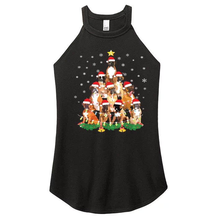 Funny Golden Retriever Christmas Lights Tree Dog Lover Xmas Women’s Perfect Tri Rocker Tank