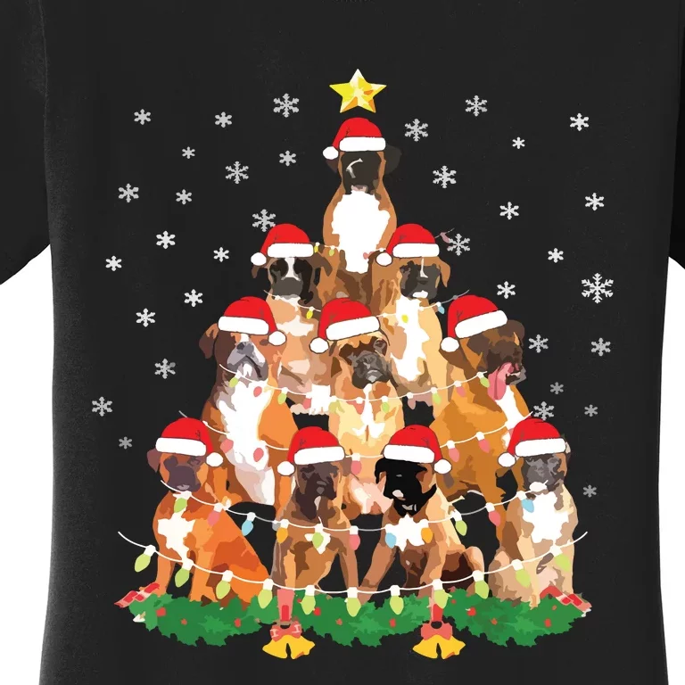 Funny Golden Retriever Christmas Lights Tree Dog Lover Xmas Women's T-Shirt