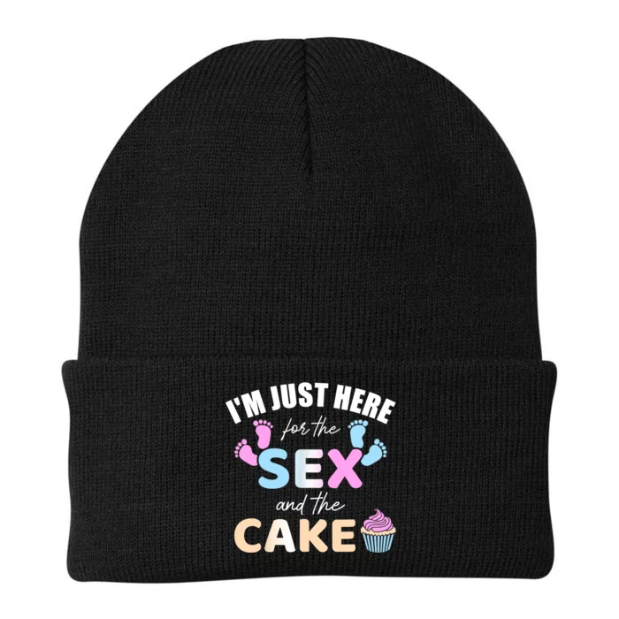 Funny gender reveal I'm here just for the sex and the cake Knit Cap Winter Beanie