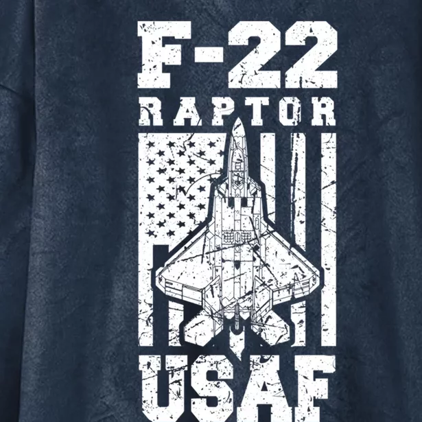 Fmeaningful Gift22 Raptor Jet Fighter Us Flag Patriotic American Usaf Cool Gift Hooded Wearable Blanket