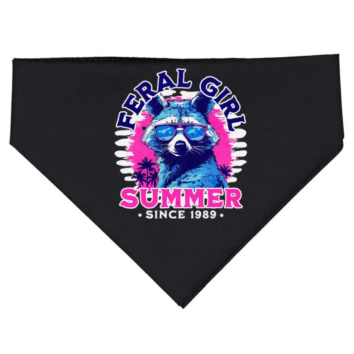 Feral Girl Racoon Summer Beach Sun Vibes USA-Made Doggie Bandana