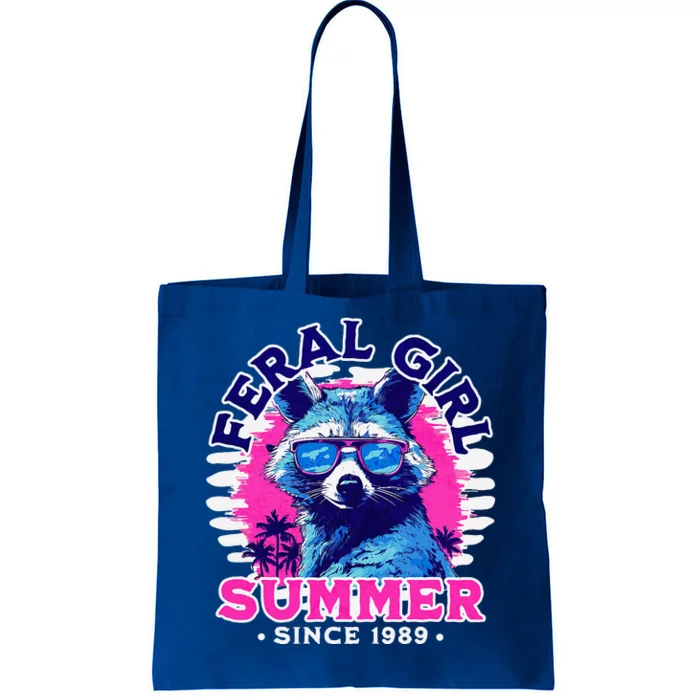 Feral Girl Racoon Summer Beach Sun Vibes Tote Bag