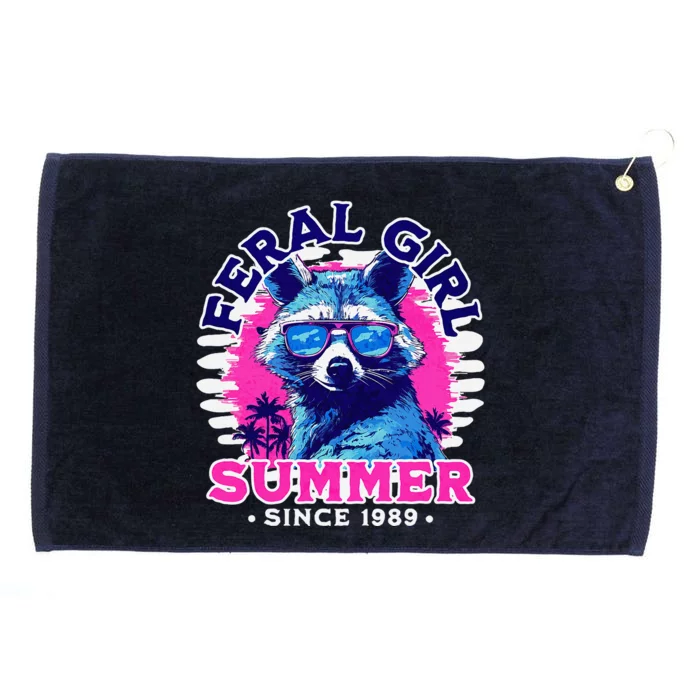 Feral Girl Racoon Summer Beach Sun Vibes Grommeted Golf Towel