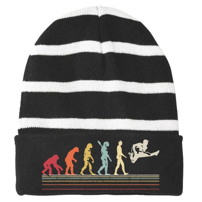 Funny Guitar Retro Vintage Evolution Of Man Striped Beanie with Solid Band