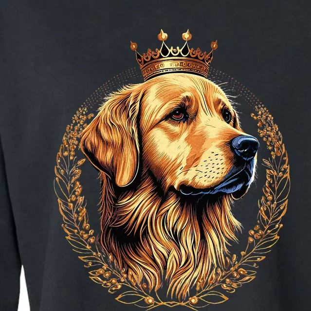 Funny Golden Retriever with a Golden Crown Cropped Pullover Crew