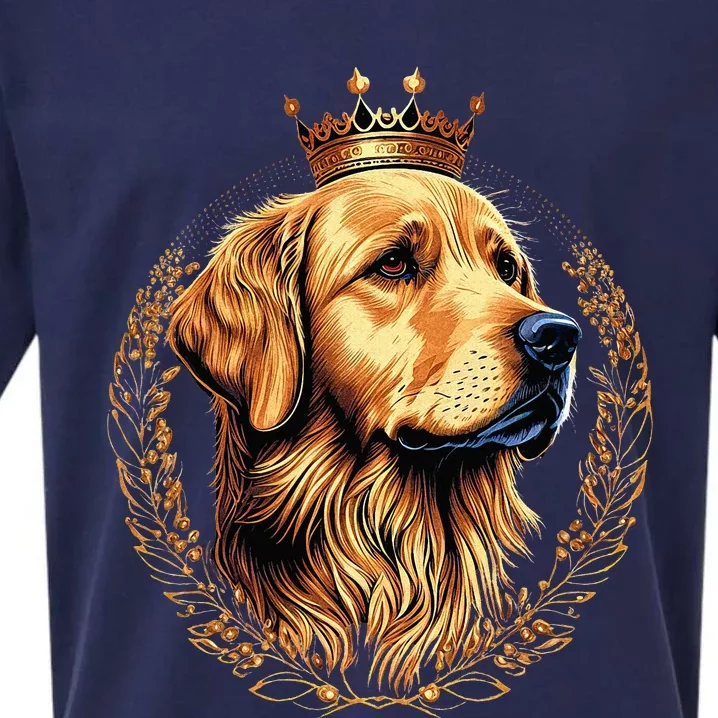 Funny Golden Retriever with a Golden Crown Sueded Cloud Jersey T-Shirt