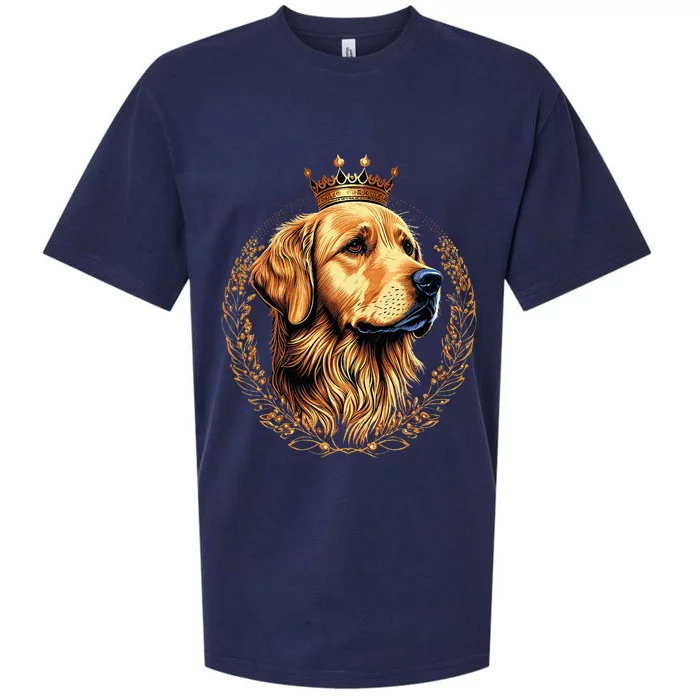 Funny Golden Retriever with a Golden Crown Sueded Cloud Jersey T-Shirt