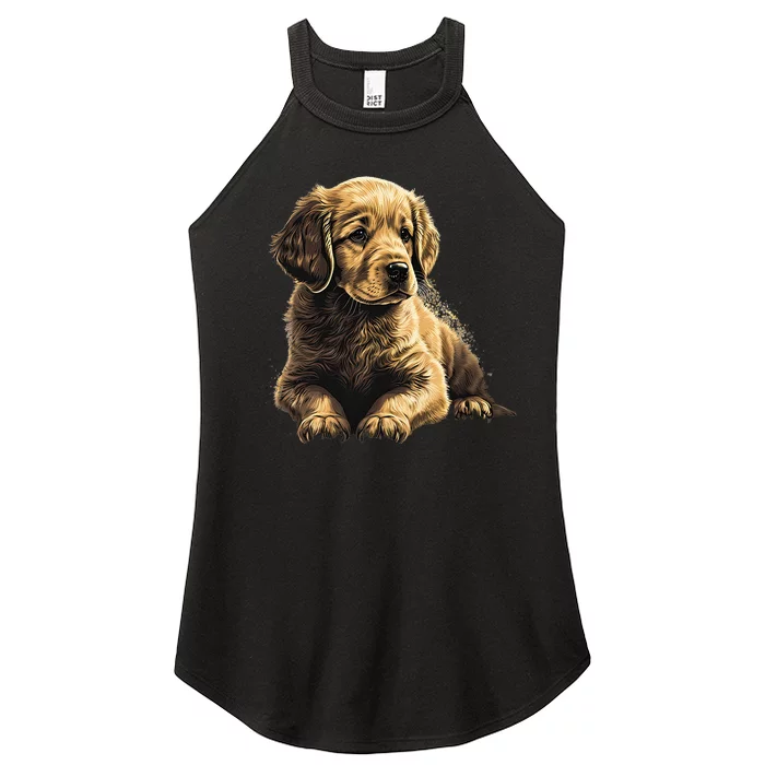 Funny Golden Retriever Puppy Puppies Women’s Perfect Tri Rocker Tank