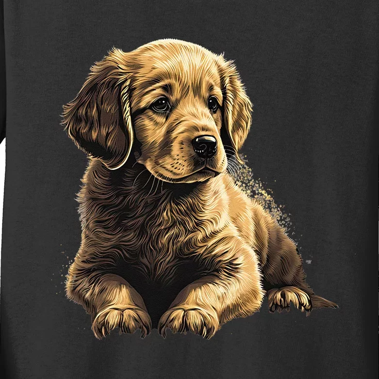 Funny Golden Retriever Puppy Puppies Kids Long Sleeve Shirt