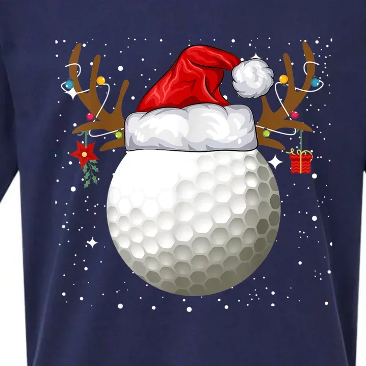 Funny Golf Reindeer Santa Hat Christmas Holiday Gifts TShirt Sueded Cloud Jersey T-Shirt