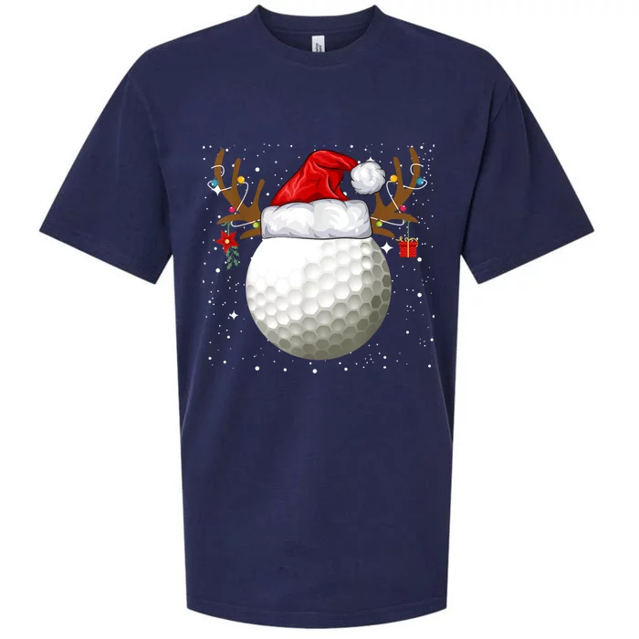 Funny Golf Reindeer Santa Hat Christmas Holiday Gifts TShirt Sueded Cloud Jersey T-Shirt