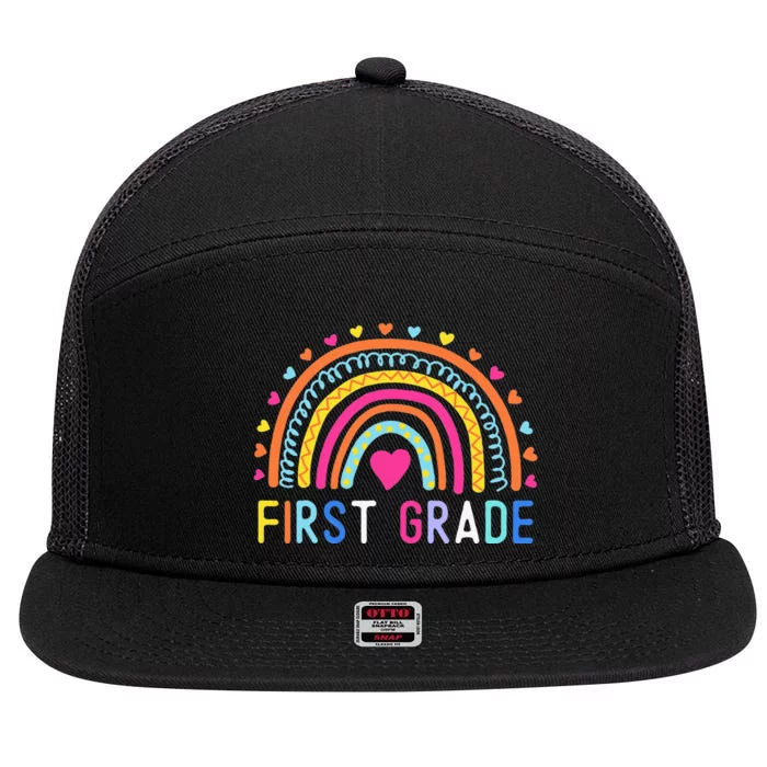 First Grade Rainbow Teacher Team 1st Grade Squad 7 Panel Mesh Trucker Snapback Hat