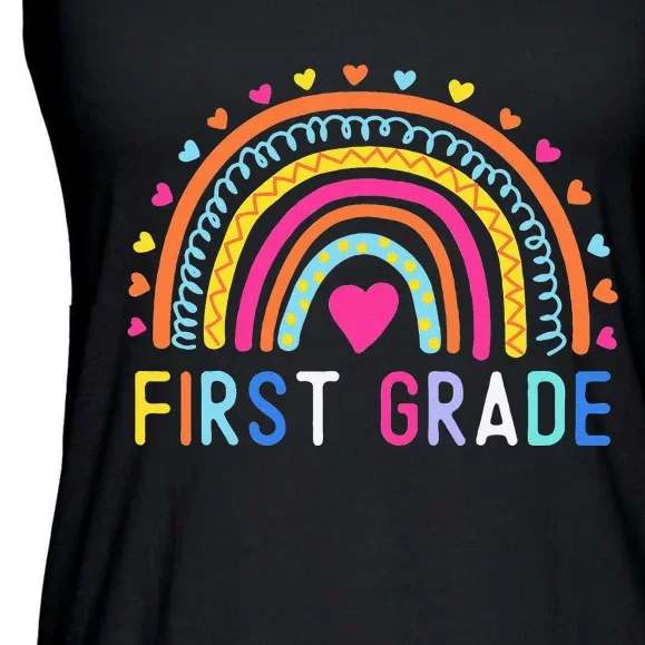 First Grade Rainbow Teacher Team 1st Grade Squad Ladies Essential Flowy Tank