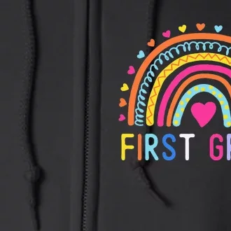 First Grade Rainbow Teacher Team 1st Grade Squad Full Zip Hoodie