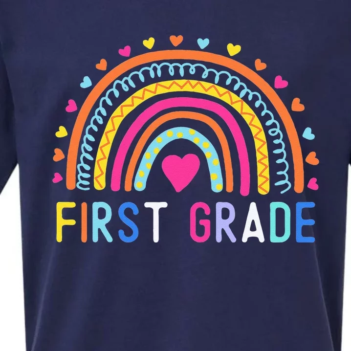 First Grade Rainbow Teacher Team 1st Grade Squad Sueded Cloud Jersey T-Shirt