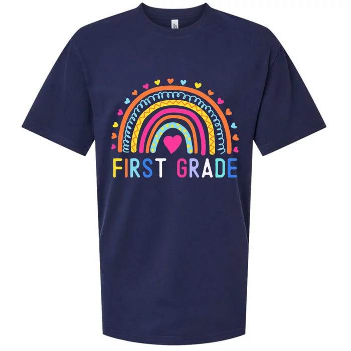 First Grade Rainbow Teacher Team 1st Grade Squad Sueded Cloud Jersey T-Shirt