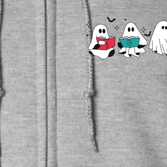 Funny Ghost Reading Books Teacher Halloween Spooky Season Full Zip Hoodie