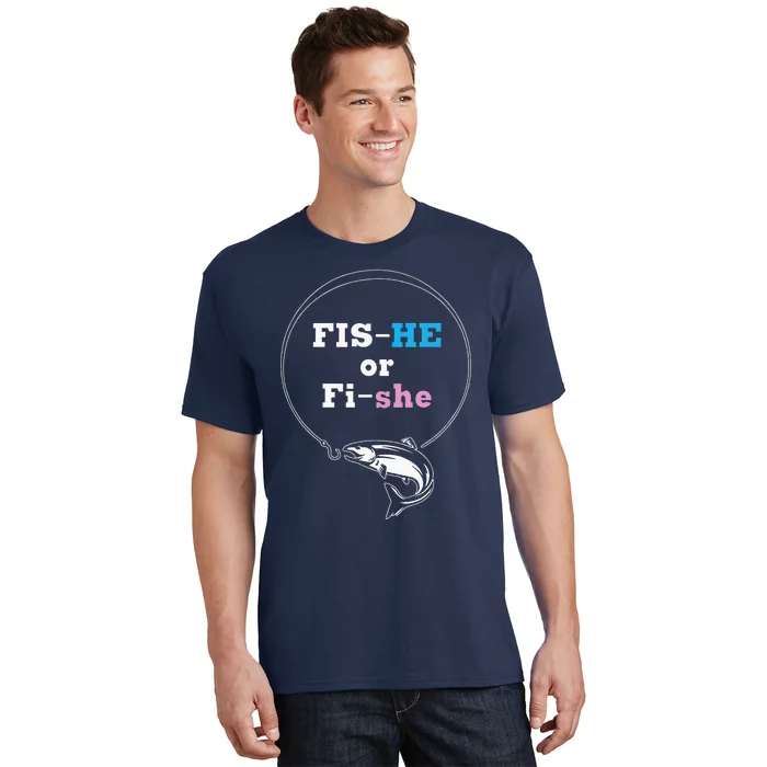 Gender Reveal Fishing Design for a Fisherman' Unisex Baseball T-Shirt