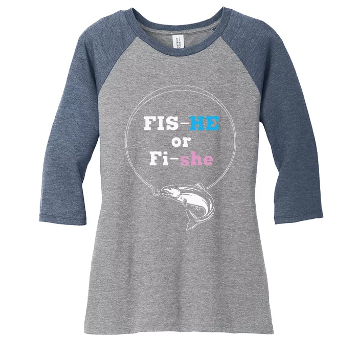 Fishing Gender Reveal Party Ideas Fishe Women's Tri-Blend 3/4-Sleeve Raglan Shirt