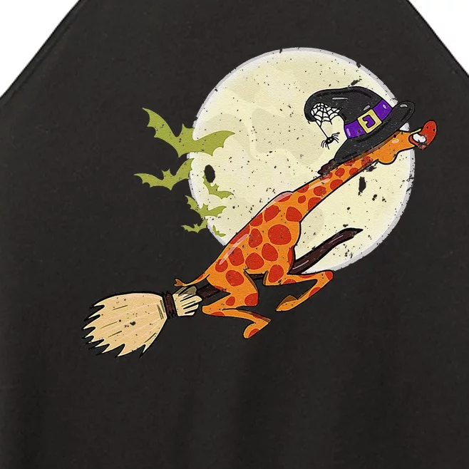 Funny Giraffe Ride Witch Shotgun Giraffe Halloween Women’s Perfect Tri Rocker Tank