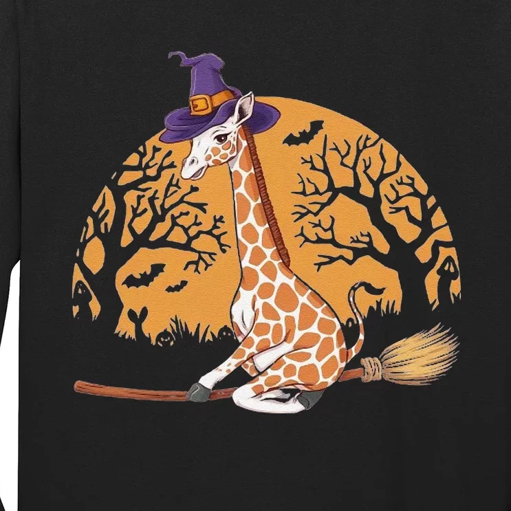 Funny Giraffe Ride Witch Shotgun Giraffe Halloween Long Sleeve Shirt