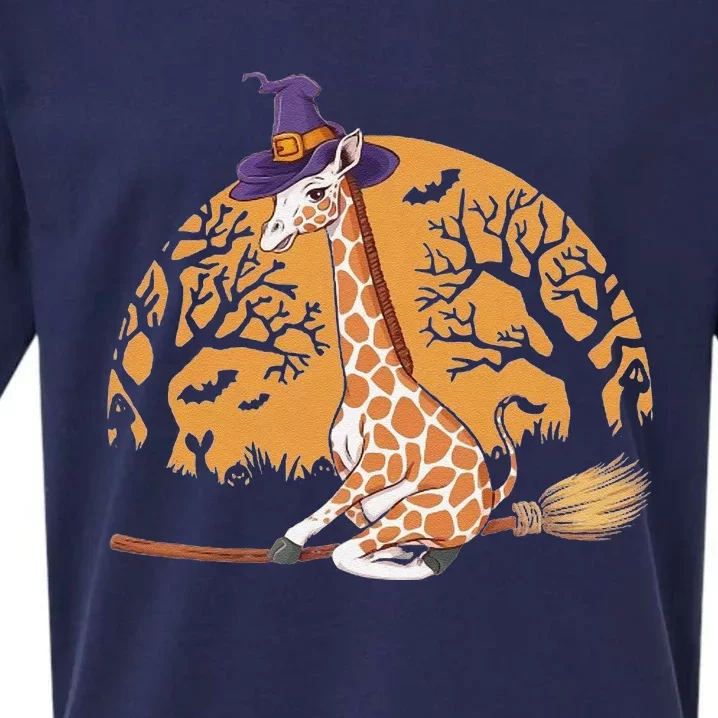 Funny Giraffe Ride Witch Shotgun Giraffe Halloween Sueded Cloud Jersey T-Shirt