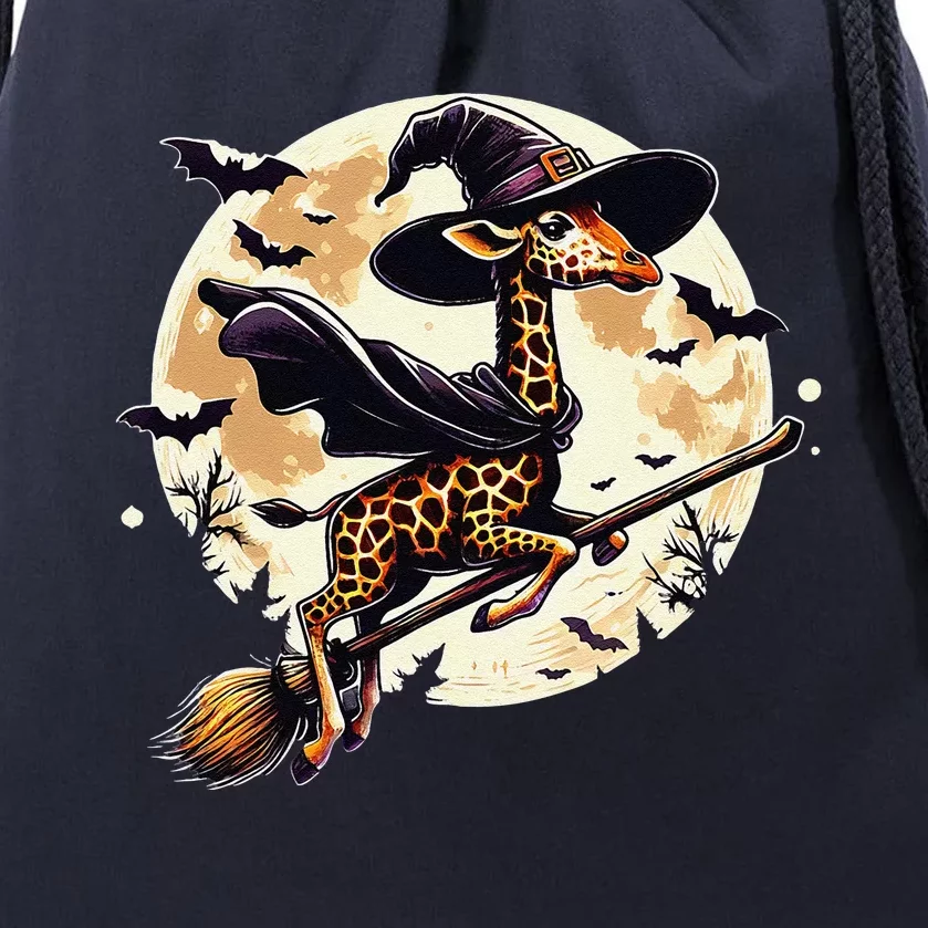 Funny Giraffe Ride Witch Shotgun Giraffe Halloween Drawstring Bag