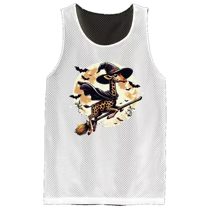 Funny Giraffe Ride Witch Shotgun Giraffe Halloween Mesh Reversible Basketball Jersey Tank