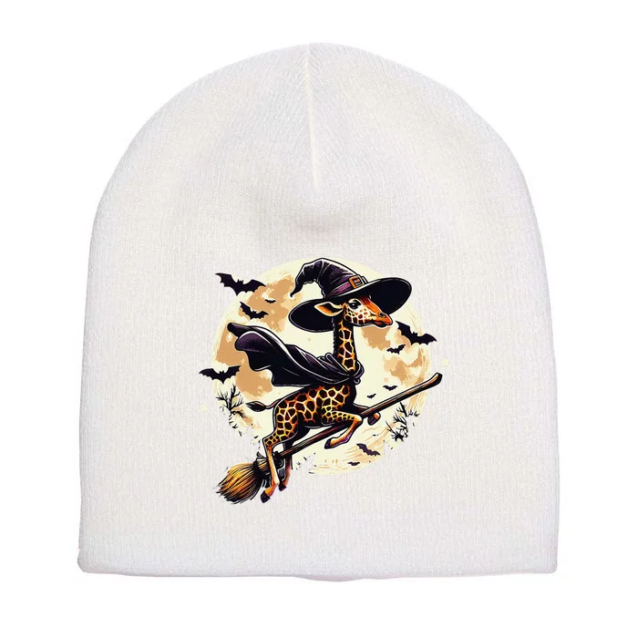 Funny Giraffe Ride Witch Shotgun Giraffe Halloween Short Acrylic Beanie