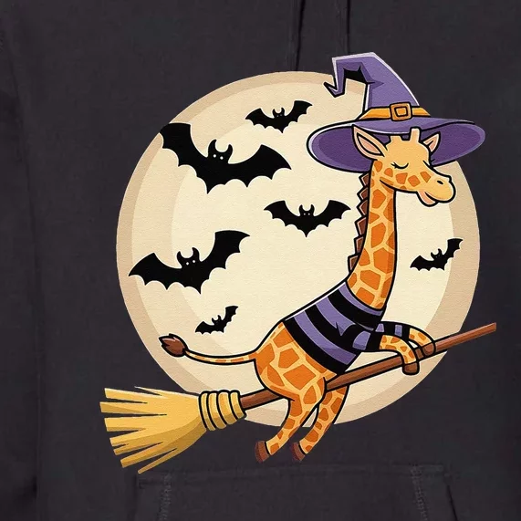 Funny Giraffe Ride Witch Shotgun Giraffe Halloween Premium Hoodie