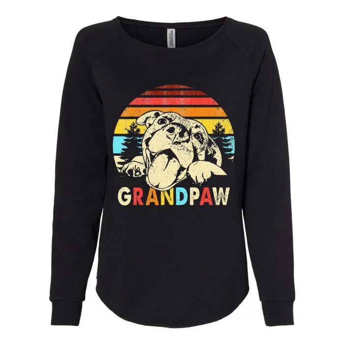 Funny Grandpaw Retro Vintage Pitbull Lovers Grandparents Day Womens California Wash Sweatshirt