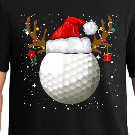 Funny Golf Reindeer Santa Hat Christmas Holiday Gifts Pajama Set