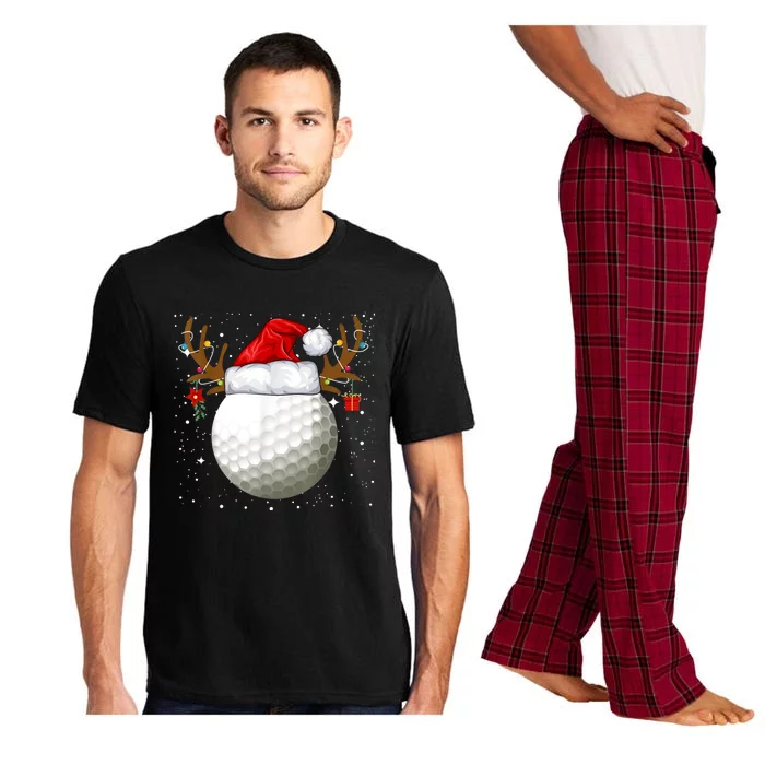 Funny Golf Reindeer Santa Hat Christmas Holiday Gifts Pajama Set