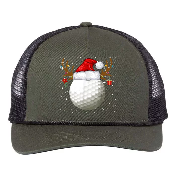 Funny Golf Reindeer Santa Hat Christmas Holiday Gifts Retro Rope Trucker Hat Cap