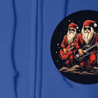 Funny Guitar Rocker With Santa Claus For Happy Christmas Eve Gift Full Zip Hoodie