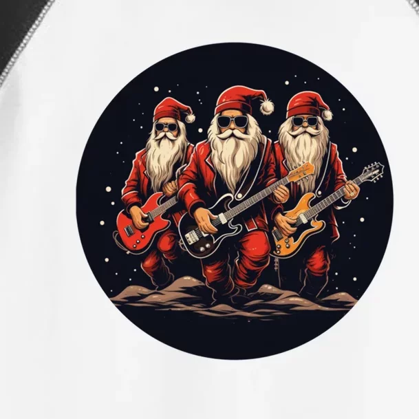 Funny Guitar Rocker With Santa Claus For Happy Christmas Eve Gift Toddler Fine Jersey T-Shirt