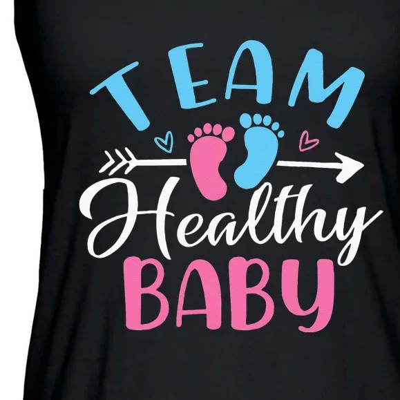 Funny Gender Reveal Team Healthy baby Shower Party Ladies Essential Flowy Tank