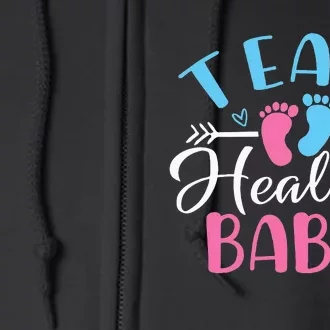 Funny Gender Reveal Team Healthy baby Shower Party Full Zip Hoodie