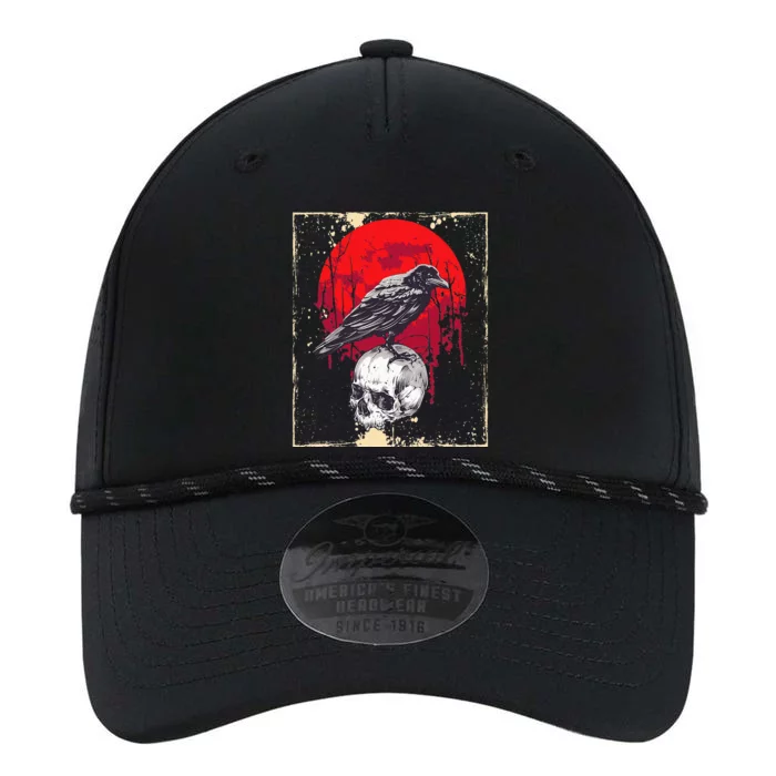 funny Gothic Raven Skull Red Moon Black Crow Performance The Dyno Cap