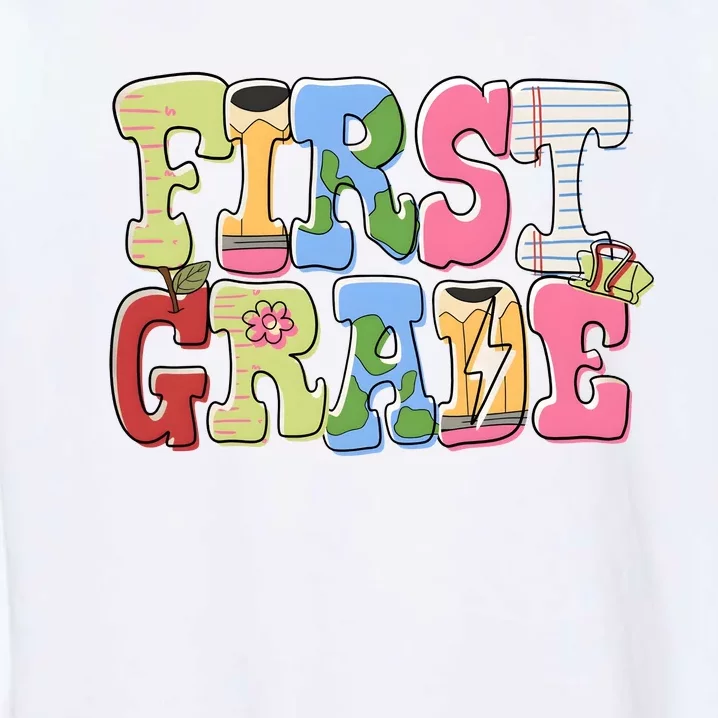 First Grade Retro Back To School Garment-Dyed Sweatshirt