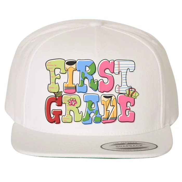 First Grade Retro Back To School Wool Snapback Cap