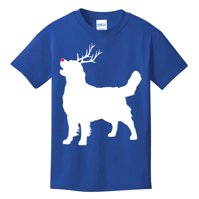 Funny Golden Retriever Dog Christmas Reindeer Antlers Xmas Gift Kids T-Shirt