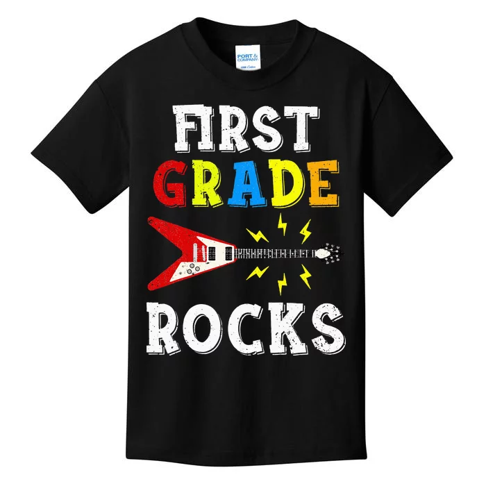 First Grade Rocks Guitar Music Gifts First Day Of School Kids T-Shirt