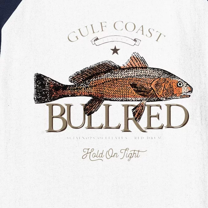 Fishing Gulf Red Drum Redfish Bull Red Baseball Sleeve Shirt